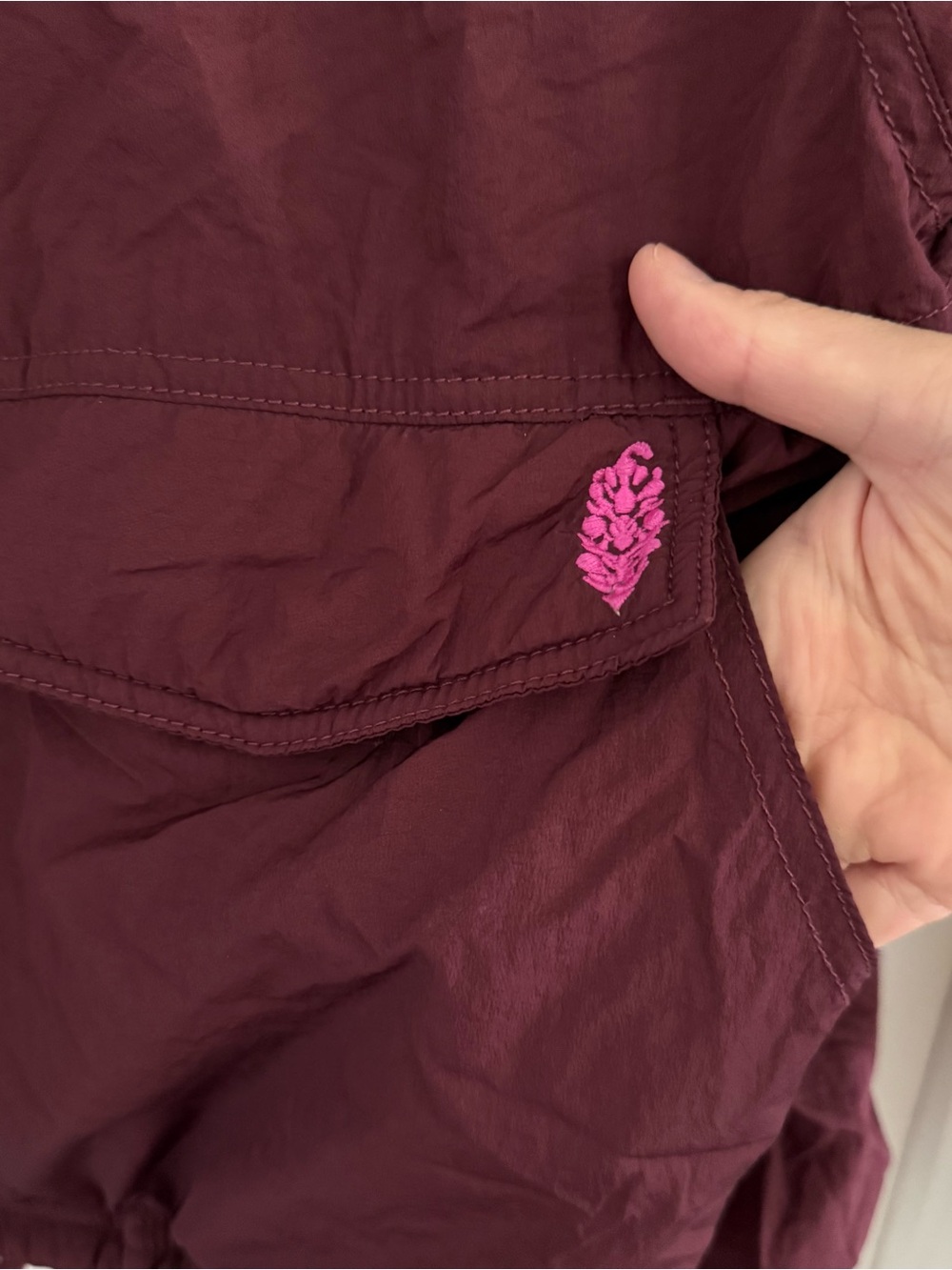 FP Movement Quilted Bomber Off the Bleachers Collar Jacket Burgundy Primaloft - Picture 3 of 9